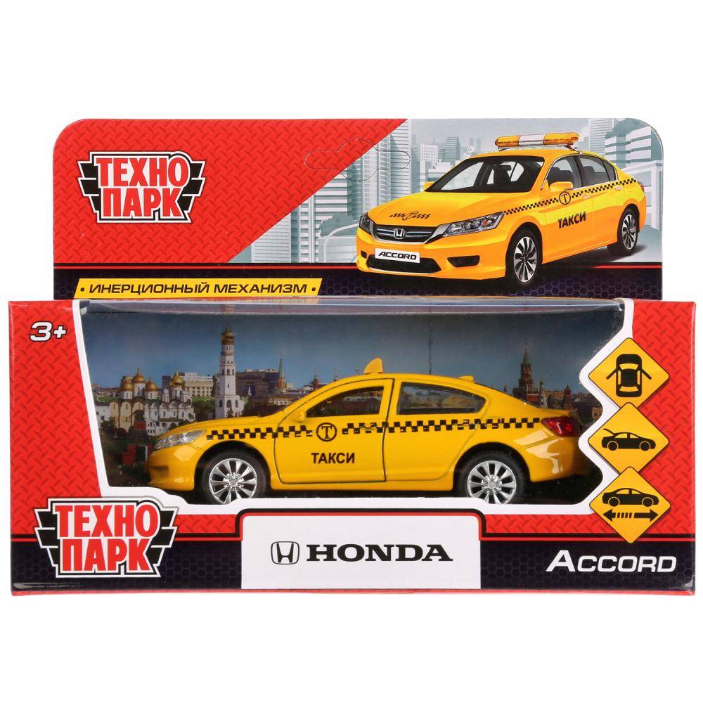 Машина металлическая "Honda Accord Такси" 12 см, открываются двери, инерционная Технопарк ACCORD-T