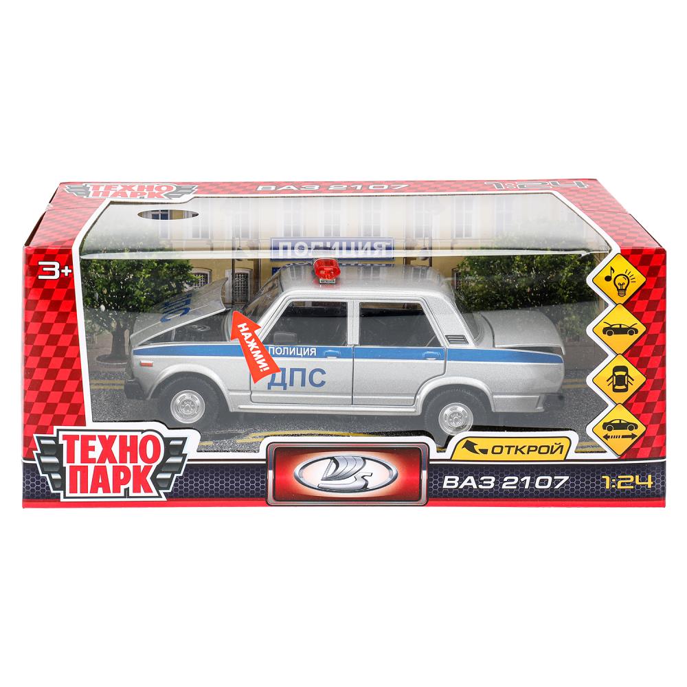 Машина металлическая свет-звук Полиция "Лада Ваз 2107", 17,5 см. серый Технопарк FY2407P