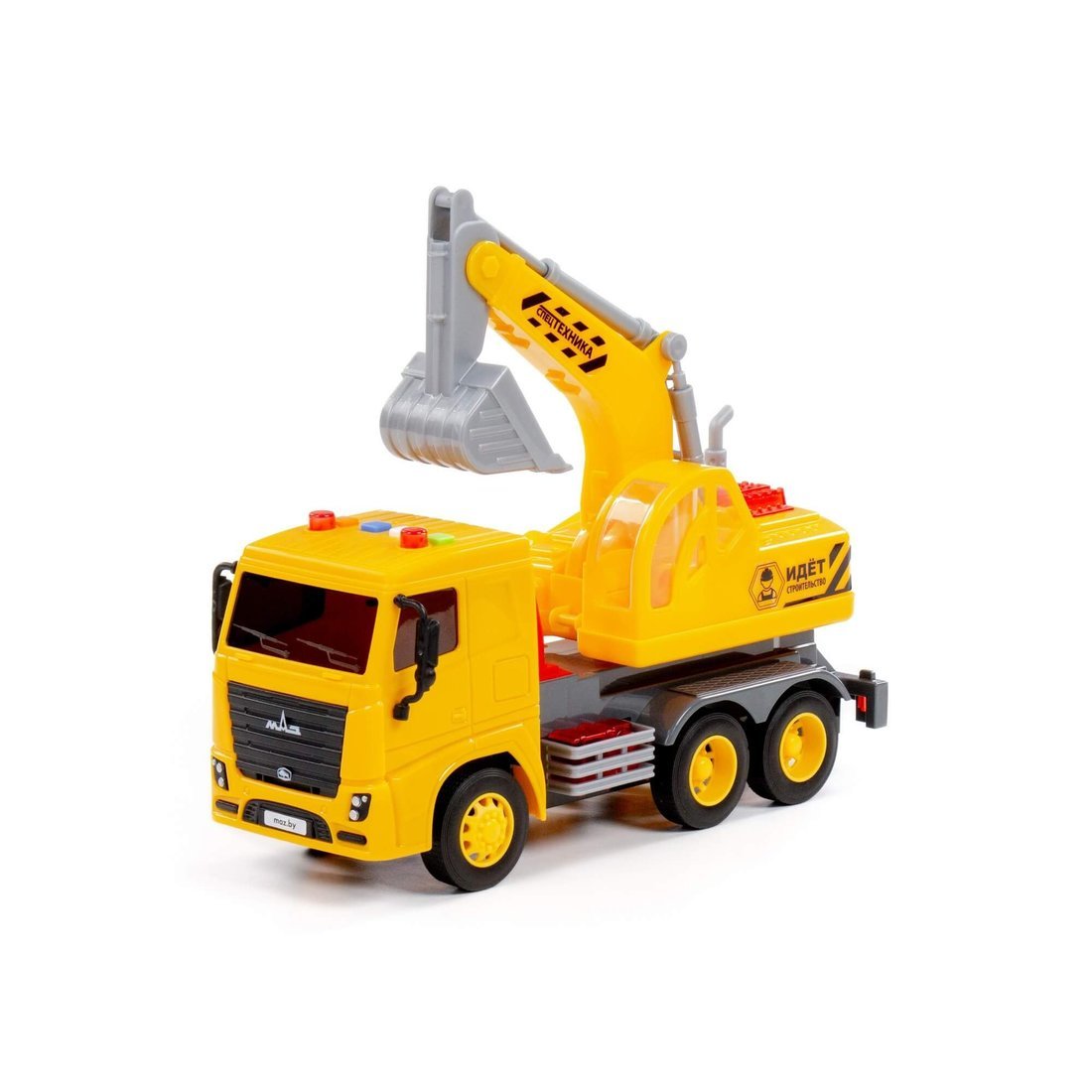 Автомобиль МАЗ, экскаватор инерц. (со светом и звуком) Полесье 94049