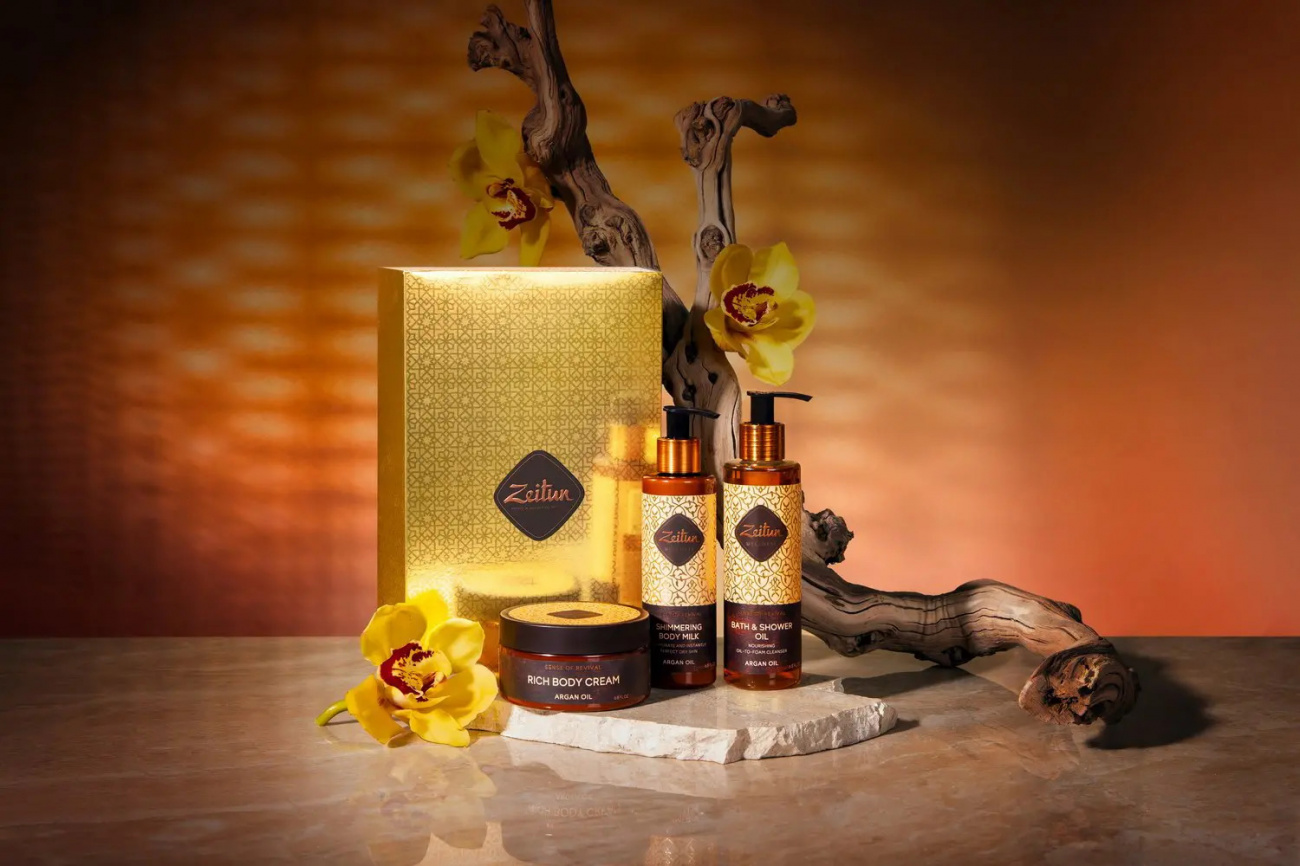 Подарочный набор ZEITUN Экспресс-ритуал восстановления масло для душа/молочко/крем для тела 4610172182426