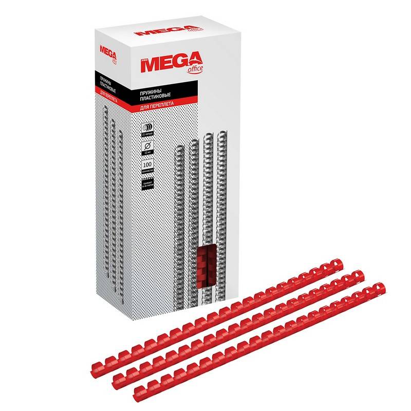 Пружины для переплета пластиковые Promega office 12 мм красные (100 штук в уп) 255089