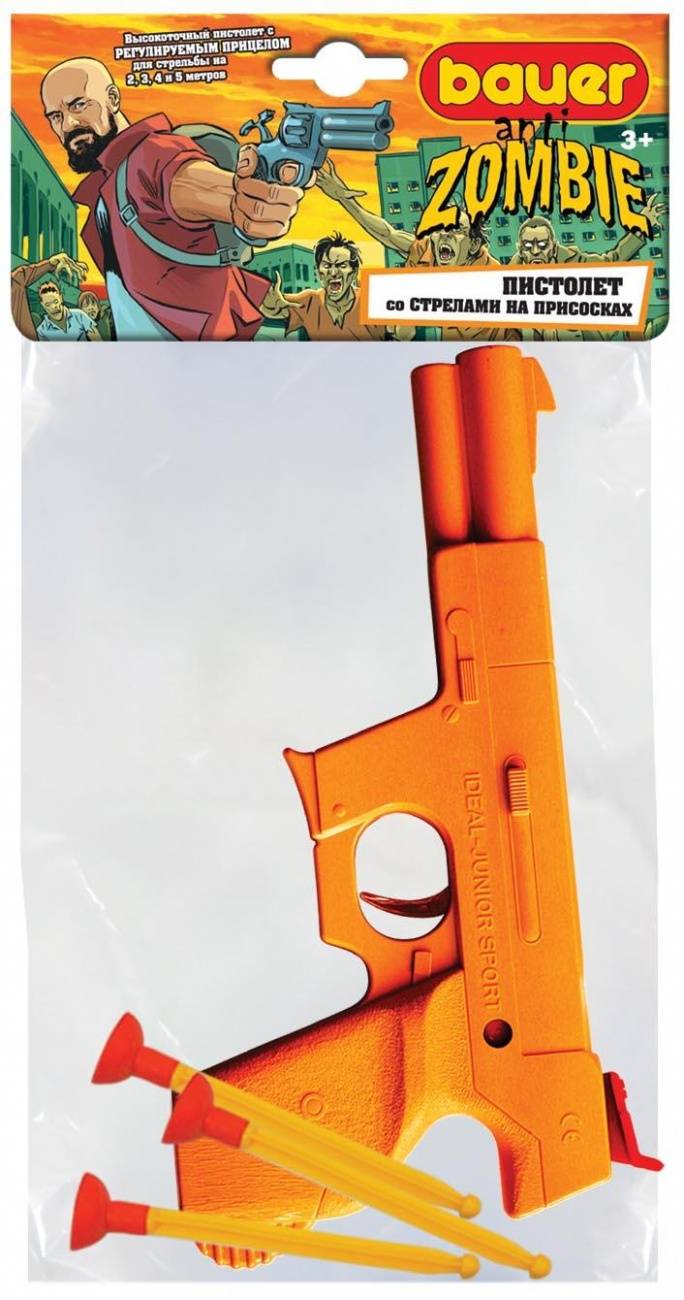 Игровой набор Bauer Охотник на зомби Пистолет большой со стрелами на присосках 732b