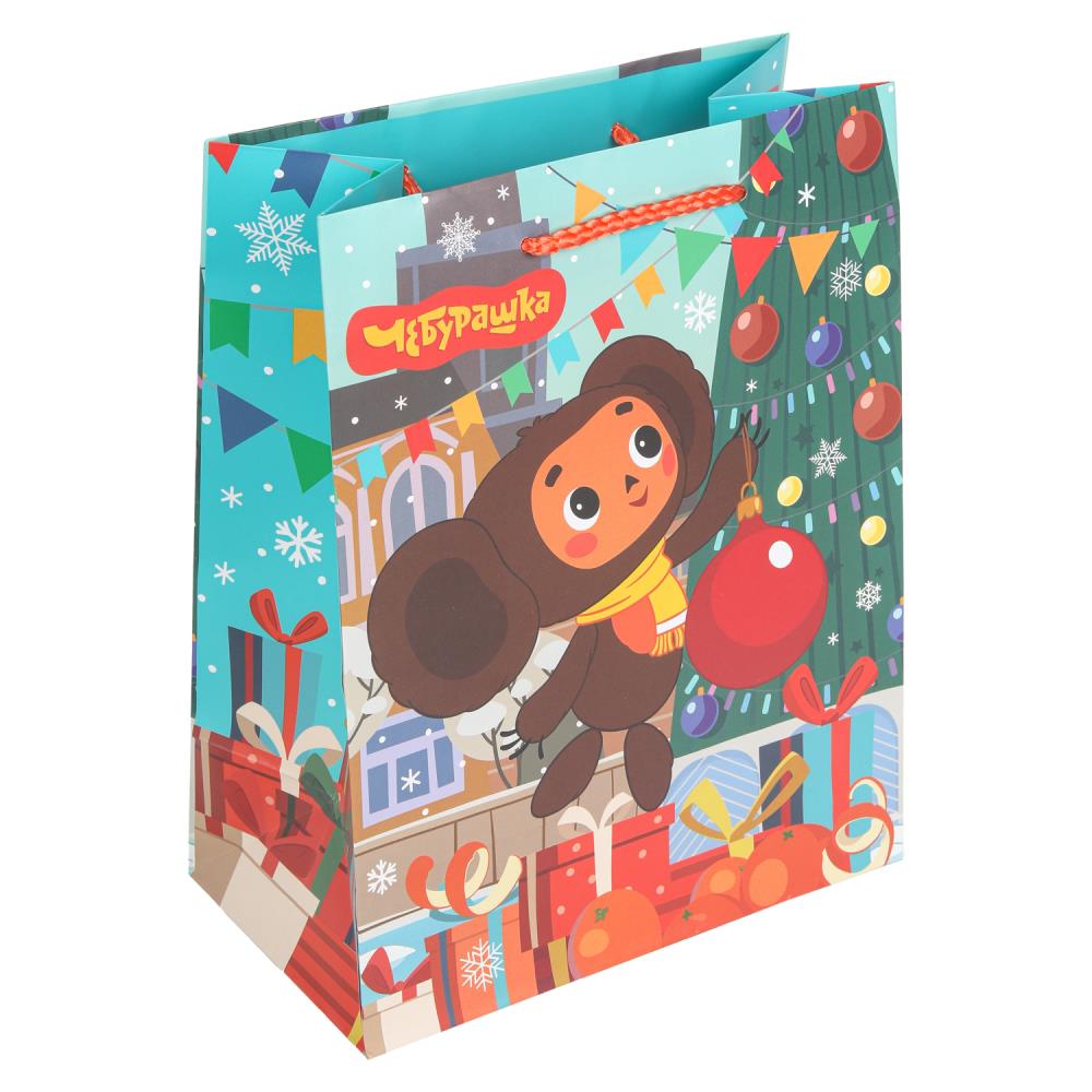 Пакет подарочный матовый "Союзмультфильм. Чебурашка, новый год", 140 гр/м Чудо праздник PM-130555-CH