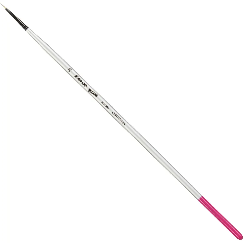 Кисть художественная Комус Арт синтетика средн.жест,кругл,№00,длинная ручка 1857691