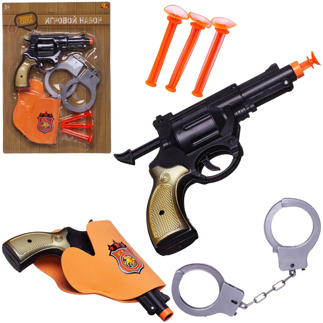 Игровой набор Abtoys Боевая сила Пистолет, кобура, 3 пули и наручники ARS-325