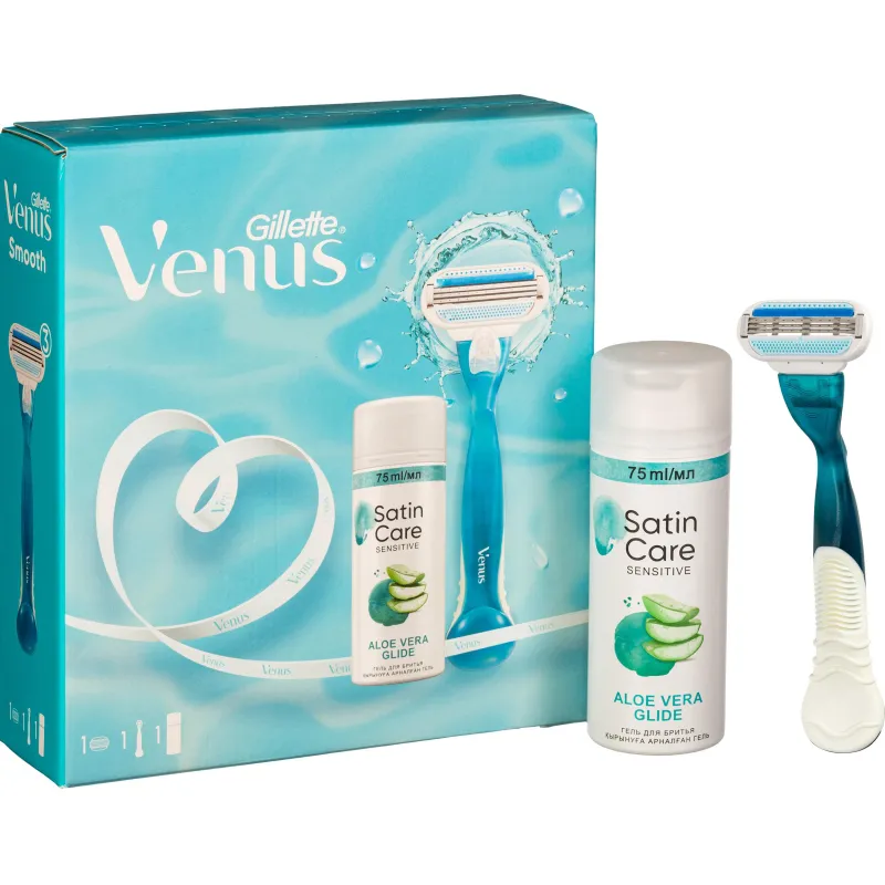 Подарочный набор Gillette Venus бритв Smooth и гел д/бр Satin Care 75мл муж 2125372 80813353