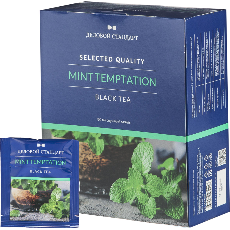 Чай Деловой стандарт Mint temptation черный с мятой, 100 пакx2гр 1607226