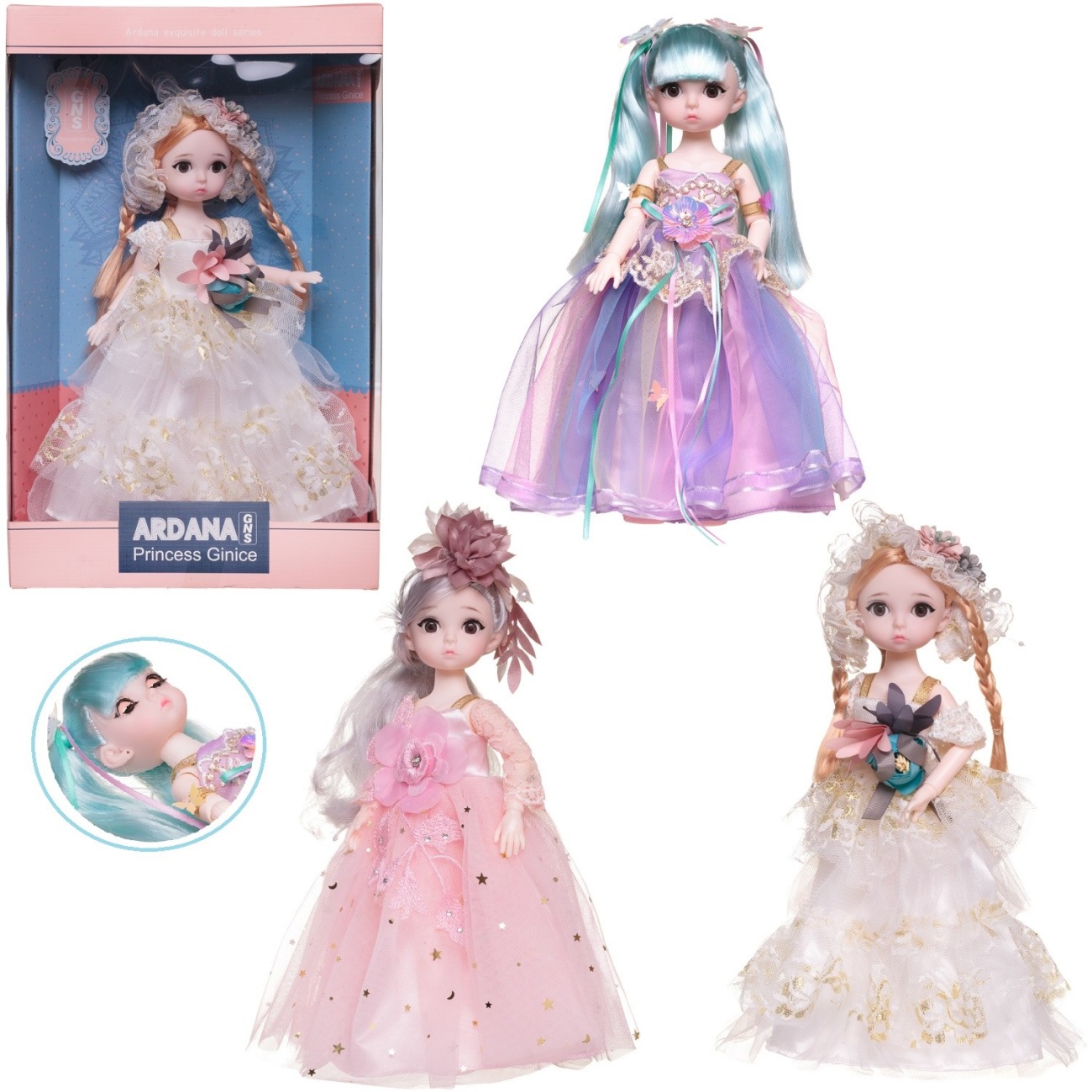 Кукла Junfa Ardana Princess в роскошном платье 3 вида в асс. 30 см WJ-36573
