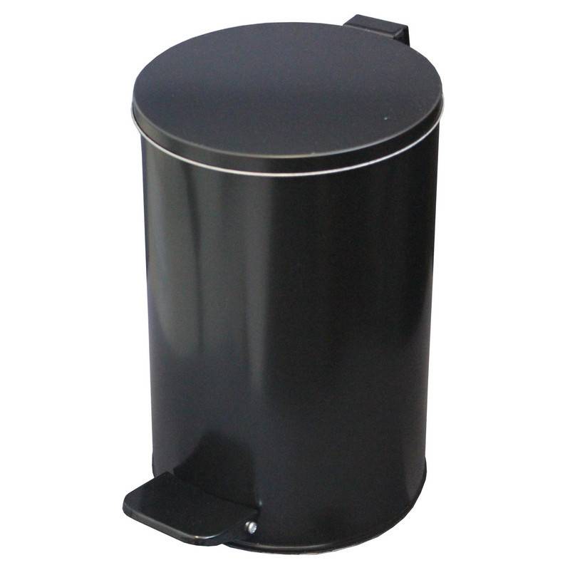 Ведро для мусора с педалью 10 л оцинкованная сталь черное (20х31 см) 732843
