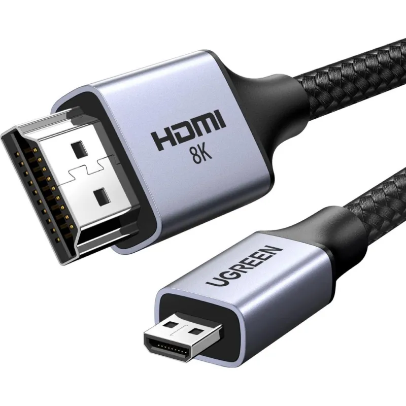 Кабель UGREEN HD164 (15517) Micro HDMI to HDMI 8K Cable. 2м. серый космос 2162389 15517_
