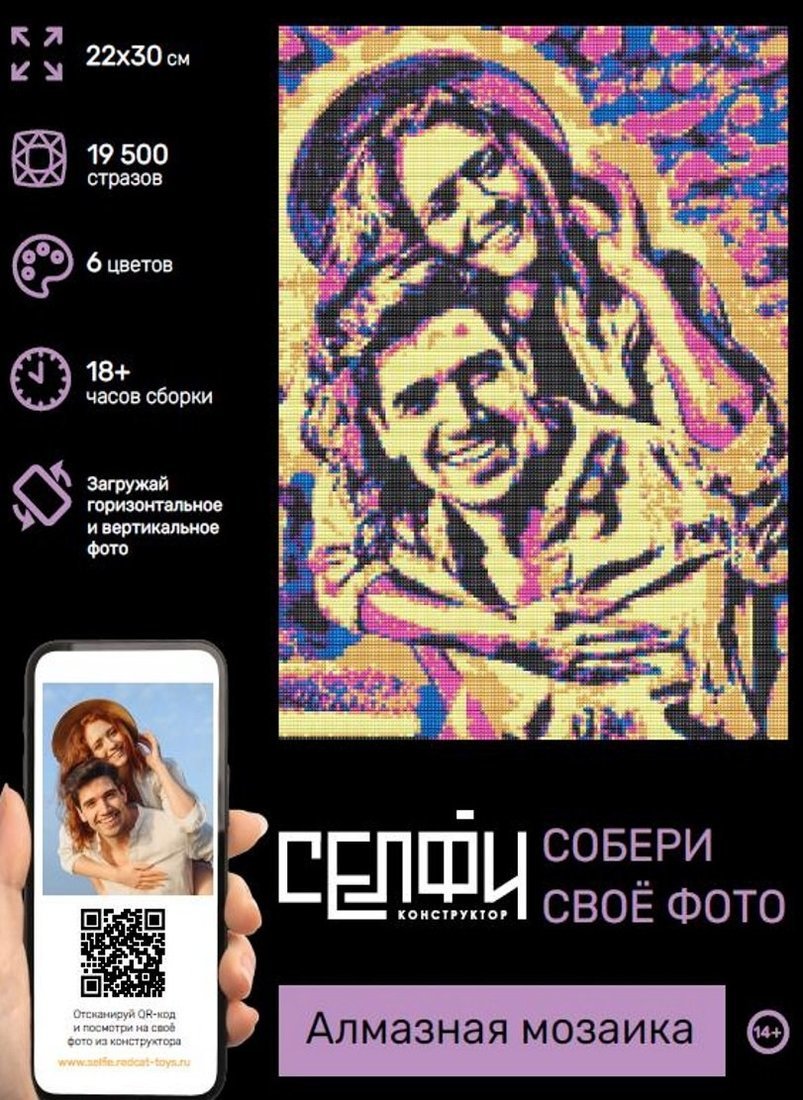 Алмазная мозаика Селфиконструктор Поп-арт, 22х30, 6 цветов Рыжий Кот СКА-2453