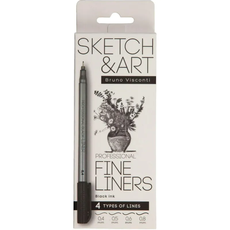 Набор линеров утолщенных Sketch&Art черного цвета, 4 шт. 36-0032 1758595