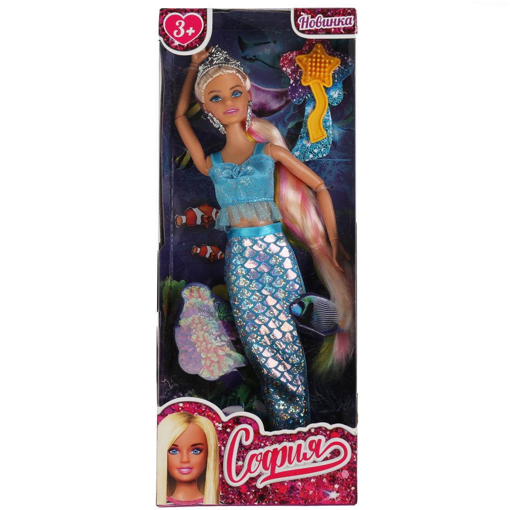 Кукла 29 см София русалка, радужные длинные волосы, расческа в комплекте, ТМ Карапуз 66001M-3-S-BB