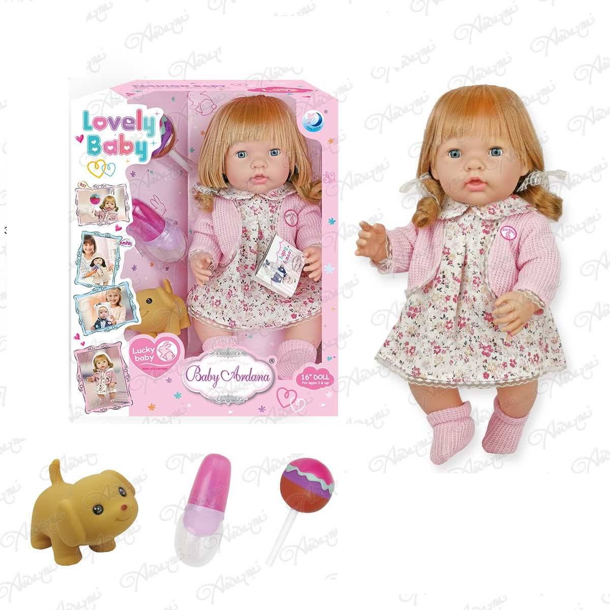Пупс-кукла "Baby Ardana" в платье и розовой кофточке, в наборе с аксесс. 40см ABtoys WJ-C0020
