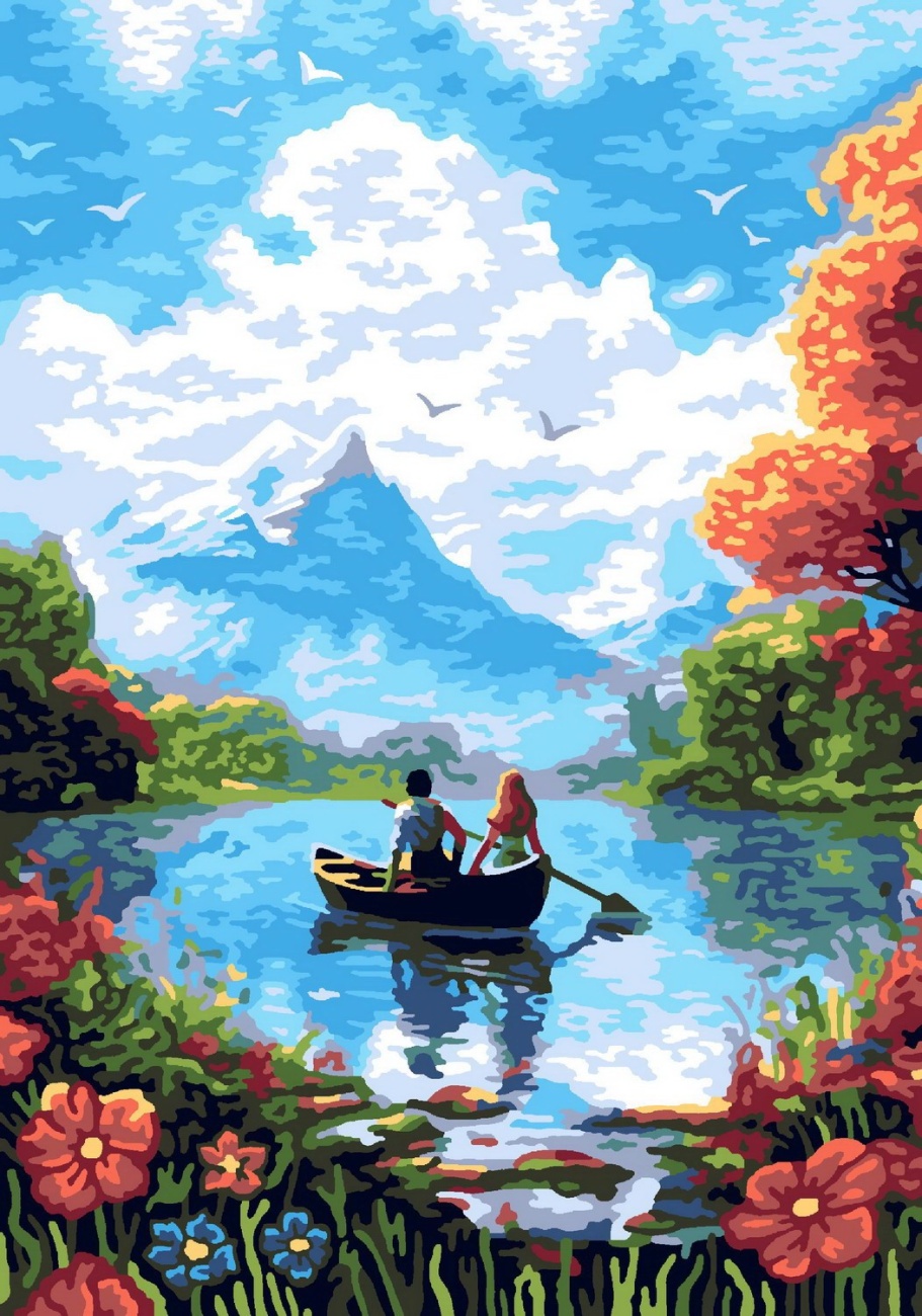 Набор д/творчества LORI Картина по номерам на картоне Озеро в горах 20х28,5 см Кпн-319