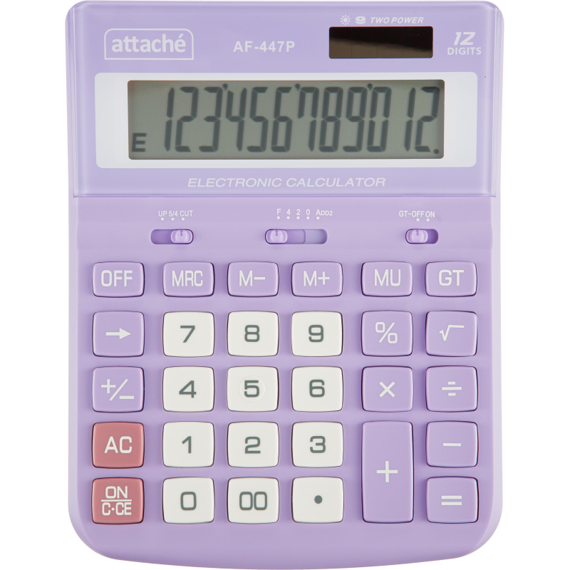 Калькулятор настольный полноразмерный Attache AF-447P,12р,дв.пит,фиол 1779804