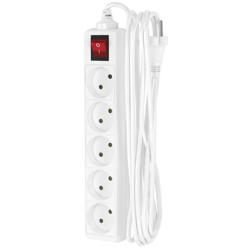 Удлинитель сетевой ФОТОН 10-55S, 5м, 5 розеток, 10А, с выкл. Белый 1907215 21206