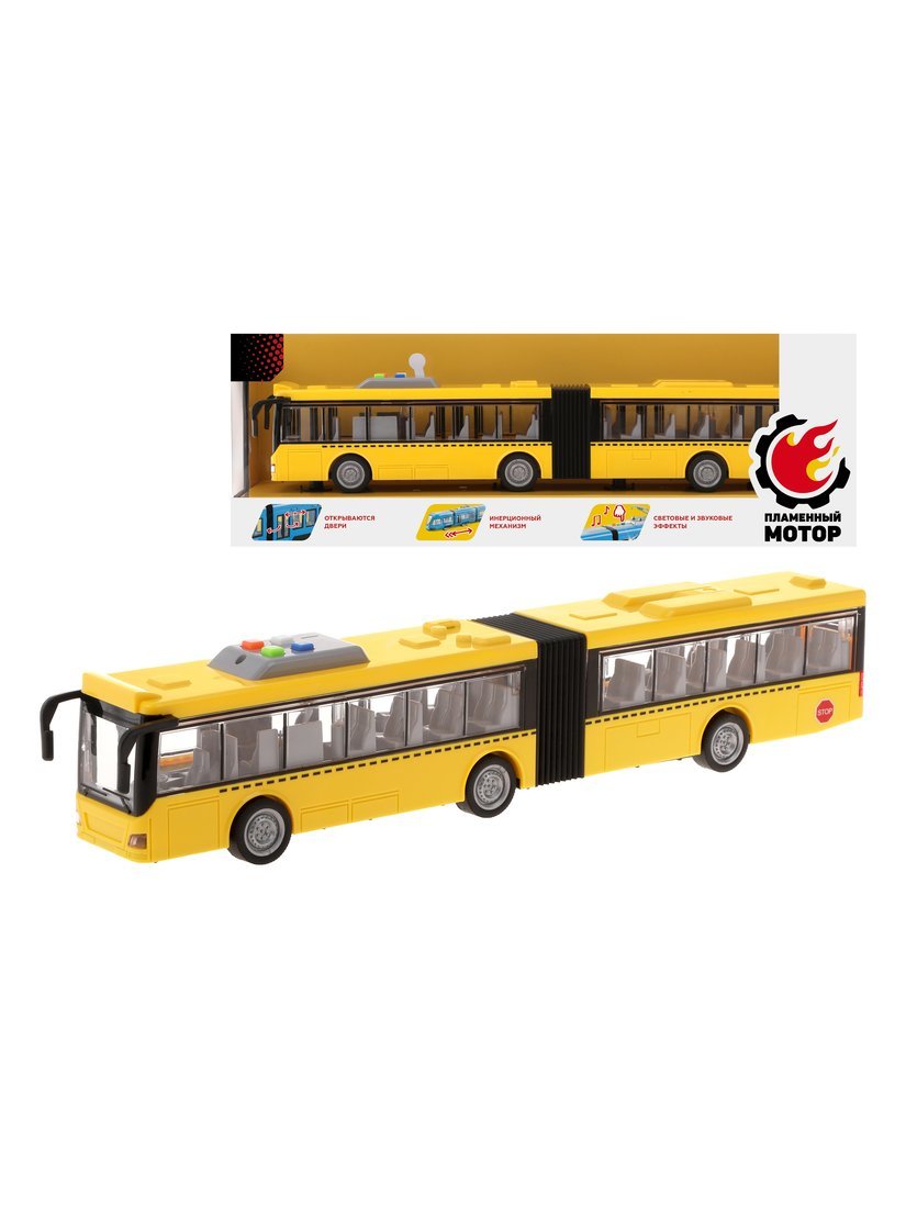 Автобус с гармошкой свет/звук (открываются двери) Пламенный мотор 870895