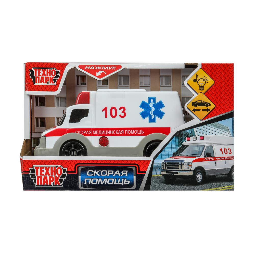 Машина свет-звук "Скорая Помощь" 15 см. Технопарк 2311I0042