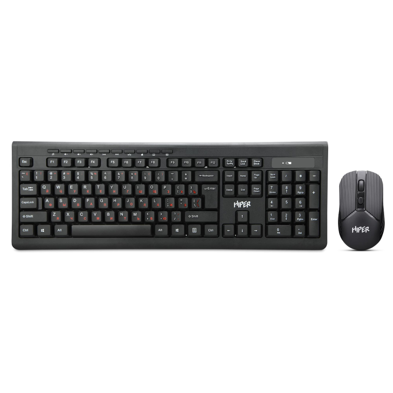 Набор клавиатура+мышь Hiper OSW-2100 черный (114кн, 1600DPi) беспроводной 1659916