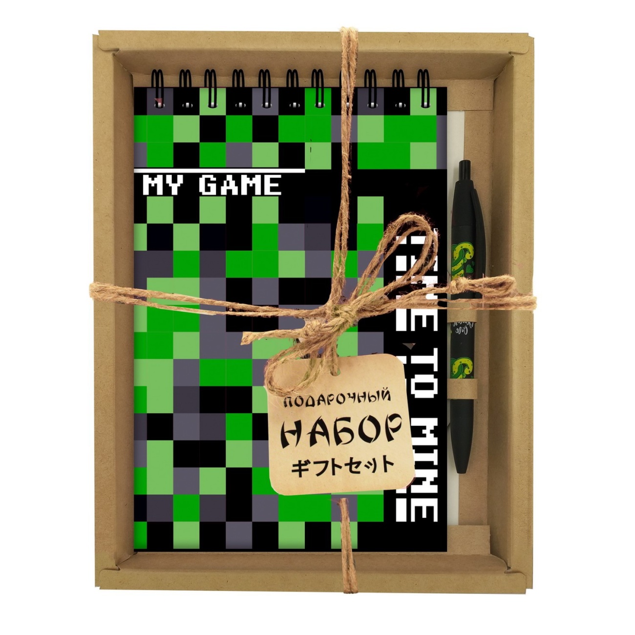 Набор CENTRUM Блокнот Кубики зеленые А5, 60 листов+Ручка шариковая автомат. прорезиненная 72559