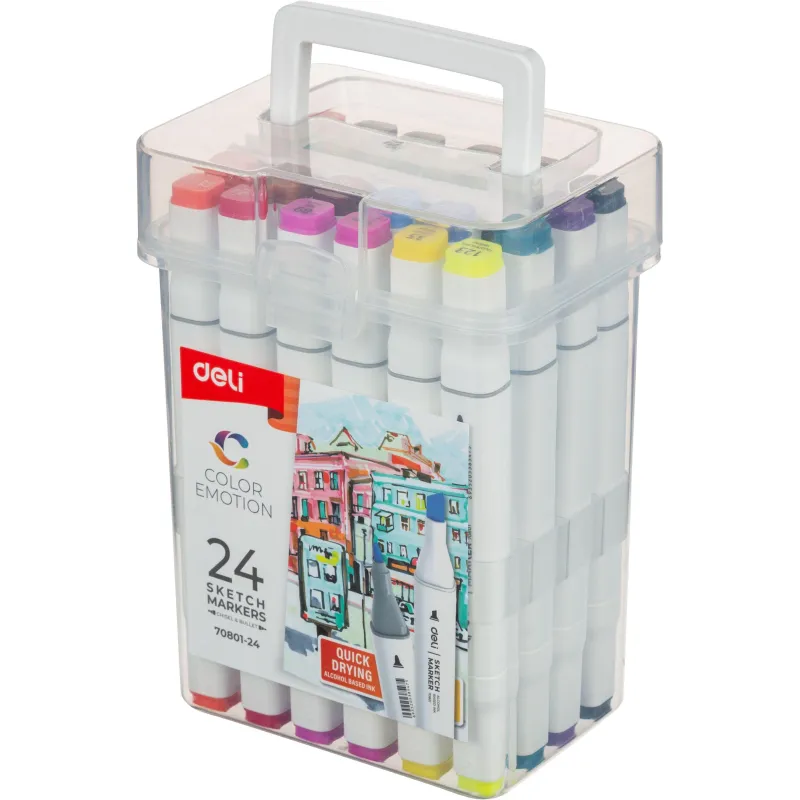 Набор маркеров для скетчинга Deli E70801-24 24цв/наб. двухстор 1791524