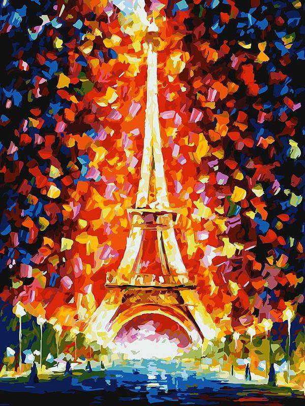 Париж - огни Эйфелевой башни, 30*40 см картина раскраска по номерам на холсте Белоснежка 026-AS