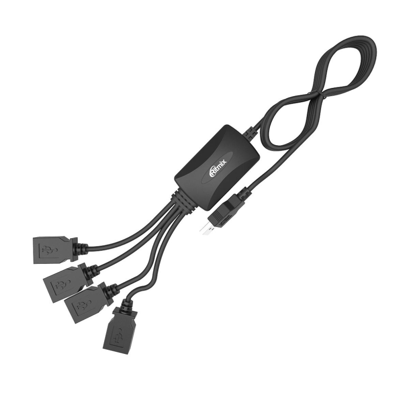 Разветвитель USB Ritmix CR-2405 black (USB хаб) 4 порта USB (15119259) 1887936