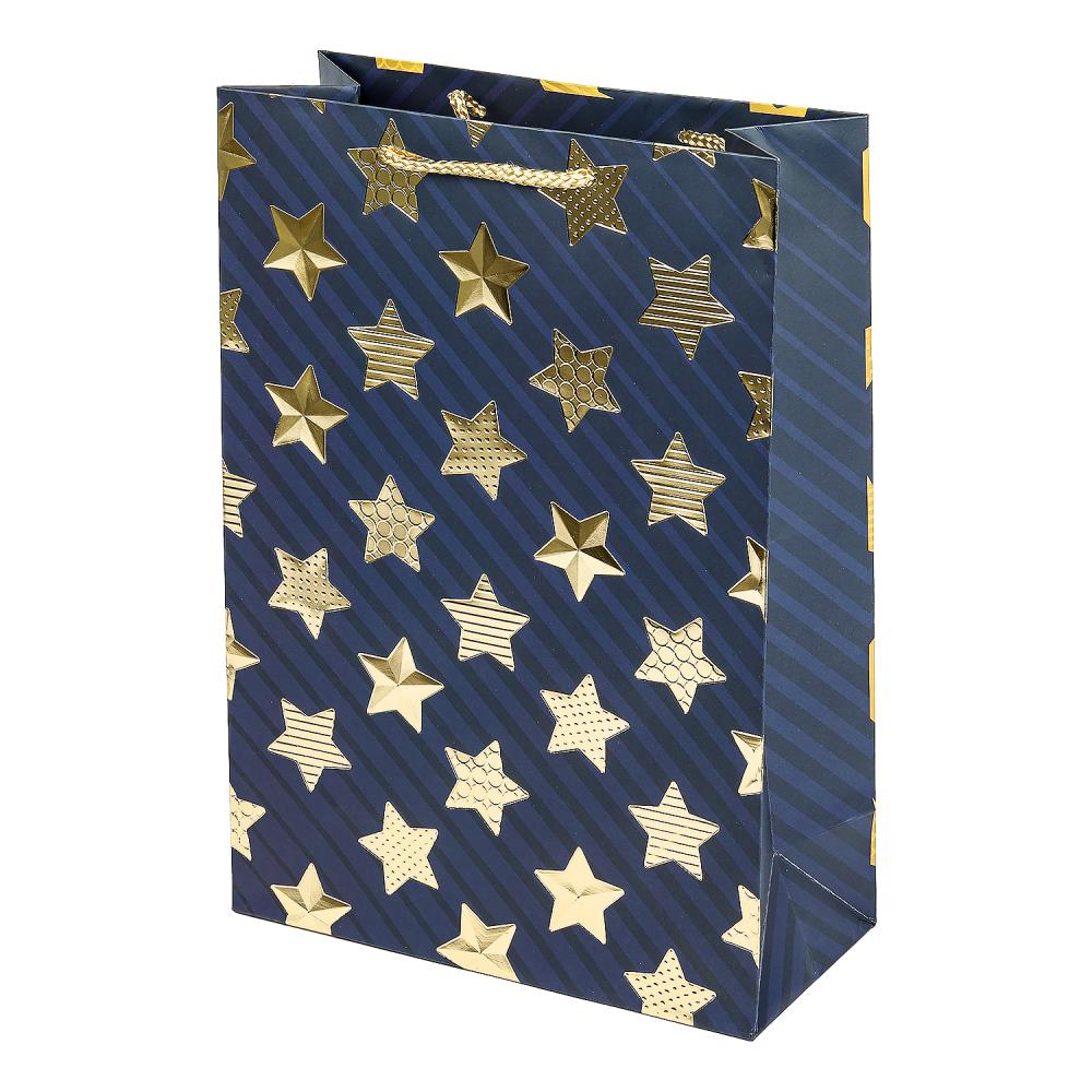 Пакет подарочный с тиснением, звезды, размер Ml Чудо праздник PTML-09-S3