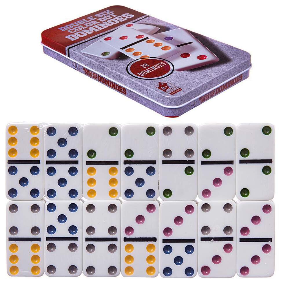 Игра настольная "Домино" в наборе 28 пластиковых костяшек 11,50х2,50х19 см Junfa 3896V