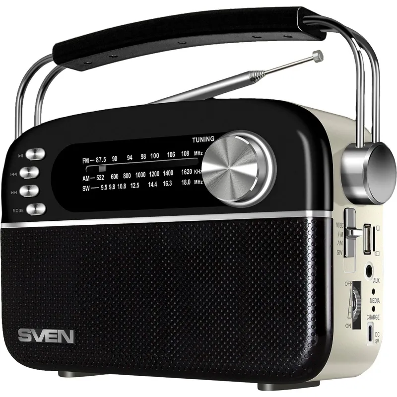 Радиоприемник Sven SRP-505, 3Вт, Bluetooth, FM/AM/SW/USB/microSD/AUX, аккум 2126243 SV-020446