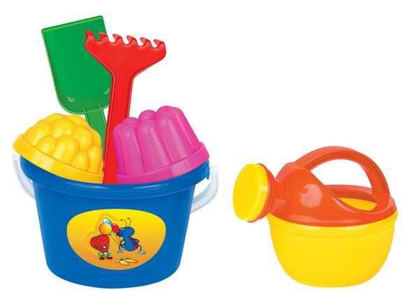 Набор игрушек для песка №205 (ведро, лопатка, грабельки, 2 формочки, лейка) (в асс) Полесье П-4375