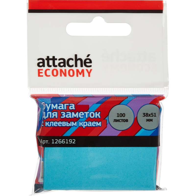 Стикеры Attache Economy с клеев.краем 38x51 мм, 100 лист неоновый синий 1266192