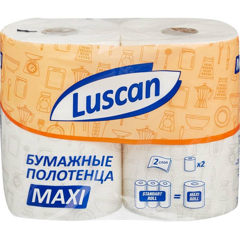 Полотенца бумажные Luscan Maxi 2-слойные белые 2 рулона по 35 метров 880887