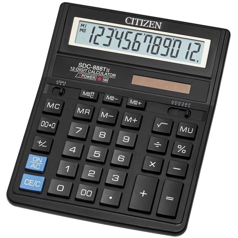 Калькулятор настольный полноразмерный Citizen SDC-888TII 12-разрядный черный 120