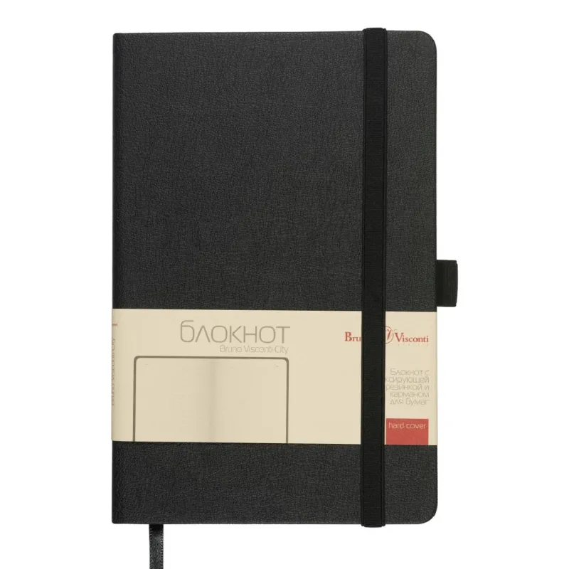 Блокнот А5 80л Bruno Visconti CITY на резинке черный 3-698/02 1943028
