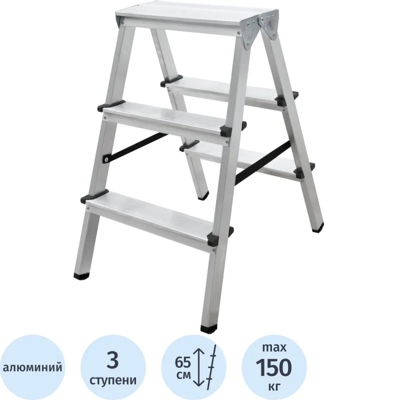 Стремянка ал. двухсторонняя Новая Высота NV 1120, 2х3 ступ. 80 мм 1120203 2207754