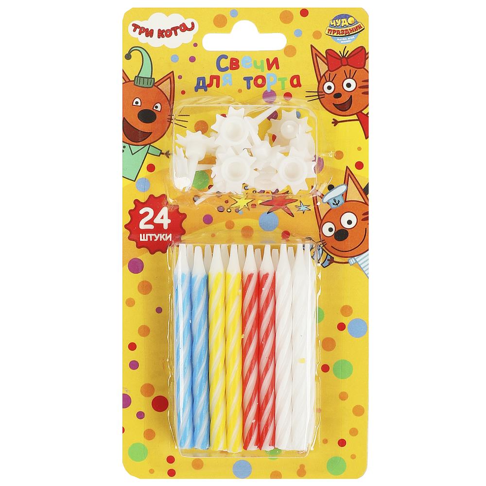 Свечи для торта с держателями Три Кота, 24 шт. Чудо праздник CC-84280-3C