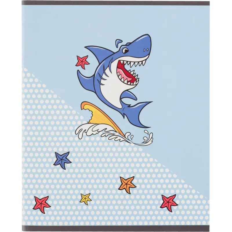Тетрадь общая А5 48л Shark,клет,скреп, ВД-лак №1 School 1819912