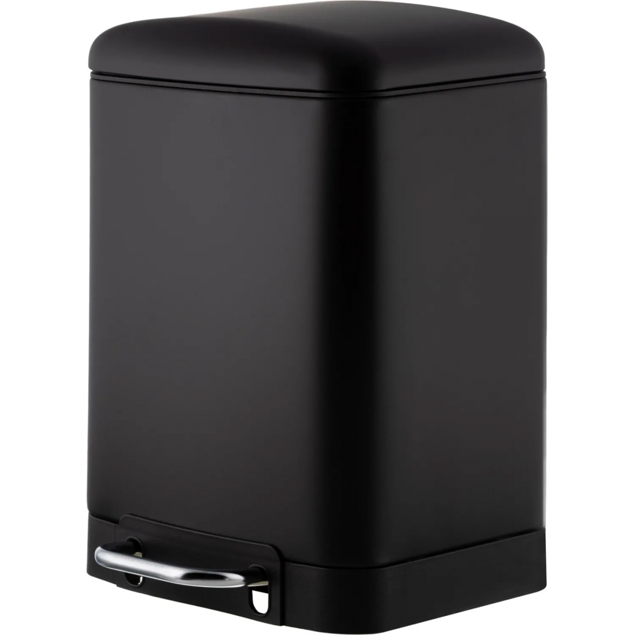 Ведро мусорное с педалью и доводчиком Luscan 6л, черное,прямоуг,металл 2153785