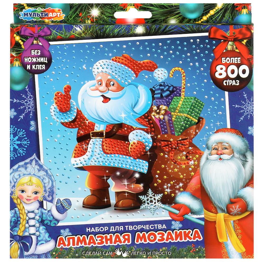 Алмазная мозаика 20х20 см. Новый Год. Дед Мороз с подарками MultiArt DIAMONDART-NY-MA2 (48)