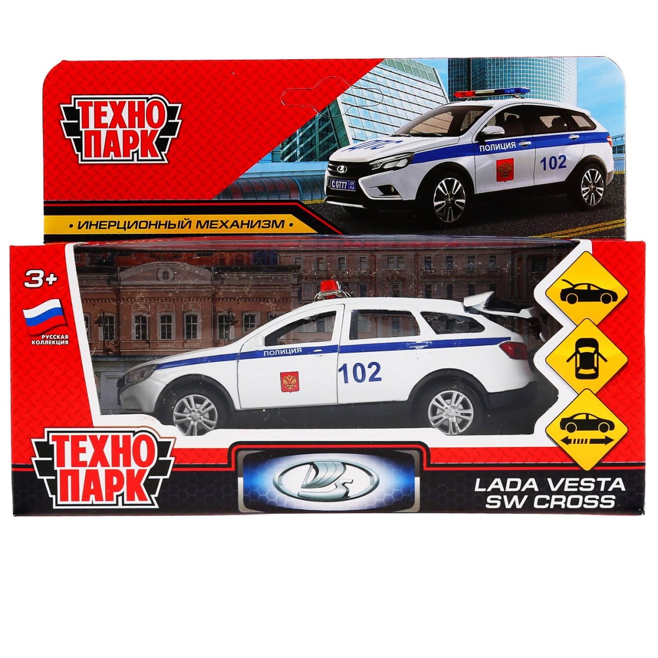 Машинка Технопарк LADA VESTA SW CROSS Полиция 12 см VESTACROSS-12POL-WH