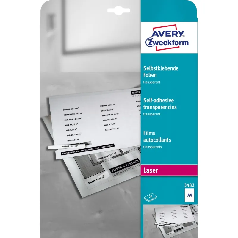 Пленка Avery Zweckform самоклеящаяся, L+K+CL,прозр. А4, 0,14 мм, 100 л 2220726 3480