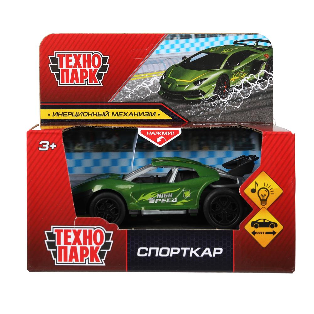 Машина свет-звук, Спорткар,10,5 см. инерционная, зеленый, Технопарк B2390341