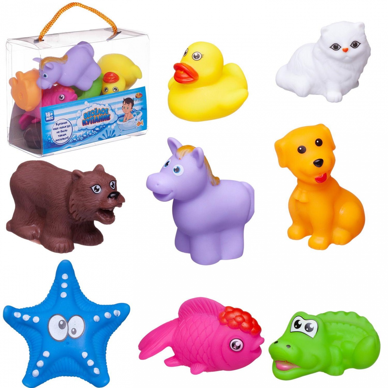 Набор резиновых игрушек для ванной Abtoys Веселое купание 8 предм. (набор 3) PT-01687