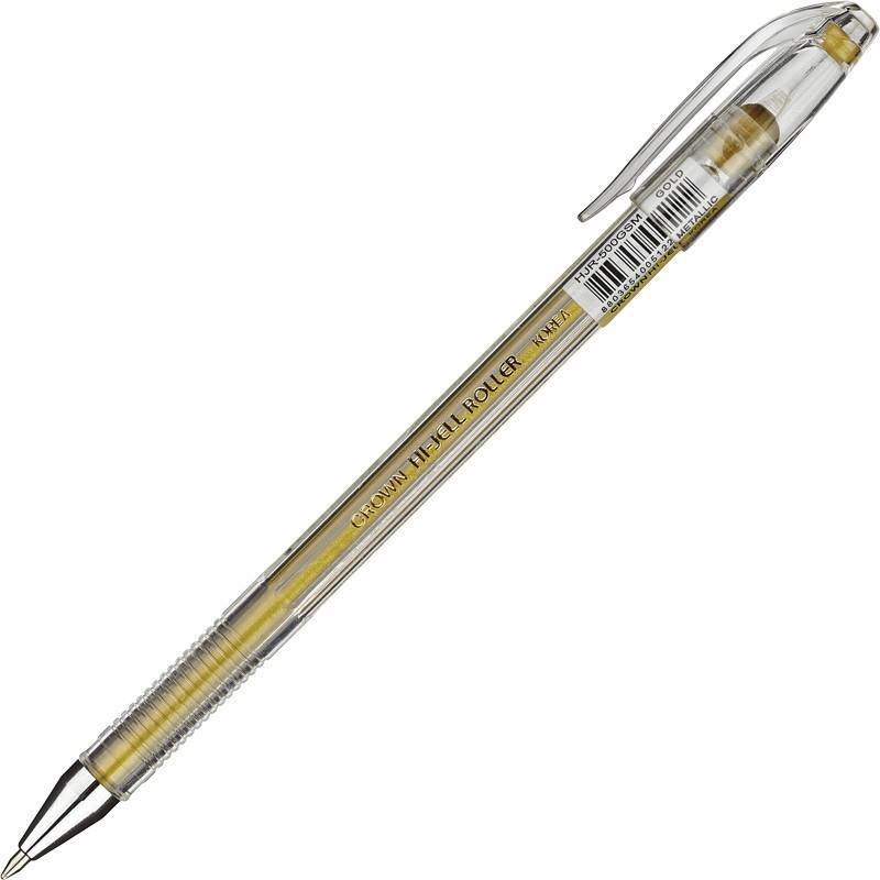 Ручка гелевая одноразовая Crown золотистая (толщина линии 0.7 мм) 505684