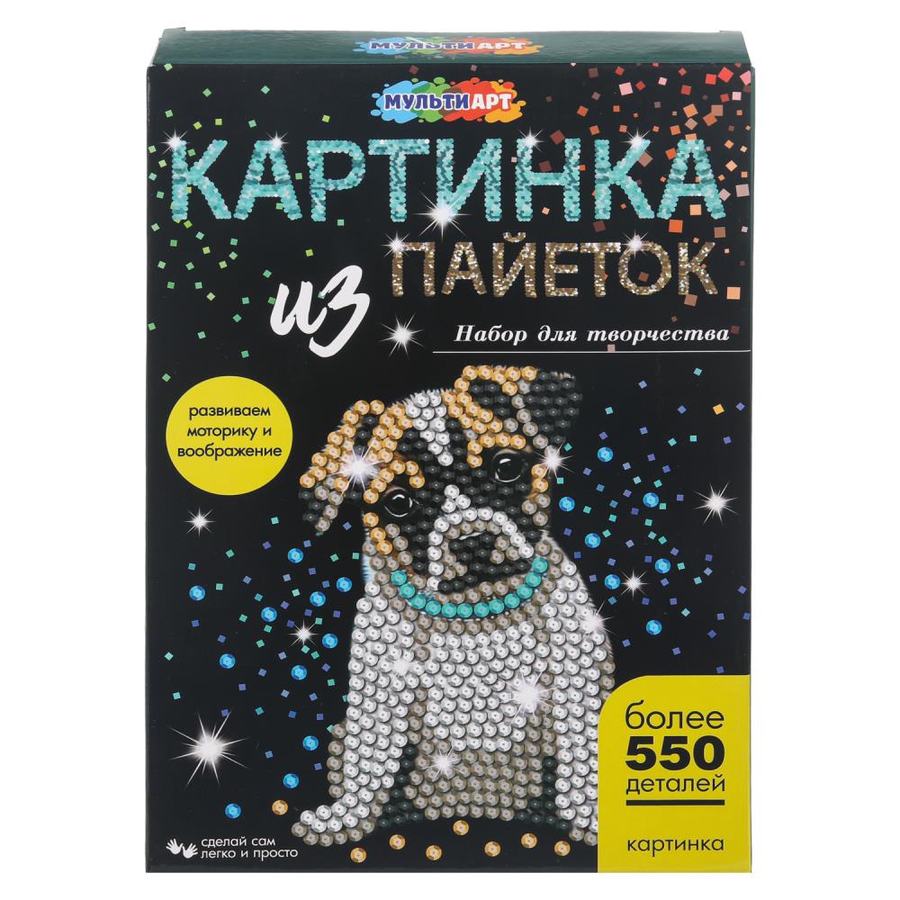 Картина пайетками 26х18 см. "Мопс" MultiArt SEQPIC-PUG-110699 (24)