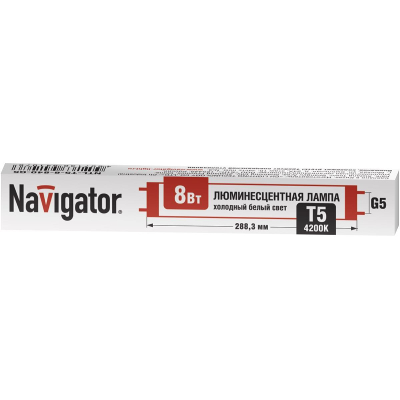 Лампа люминесцентная Navigator NTL-T5-08-840-G5 8Вт T5 4200К G5 94107 1258133