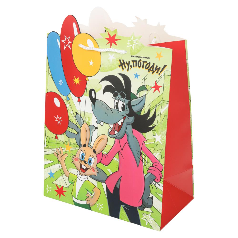 Пакет подарочный креативный L "Ну-погоди!" с вырубкой, 190 гр/м Чудо праздник PL-130091-NP
