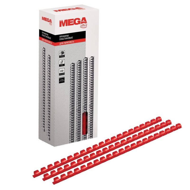 Пружины для переплета пластиковые Promega office 10 мм красные (100 штук в уп) 255083